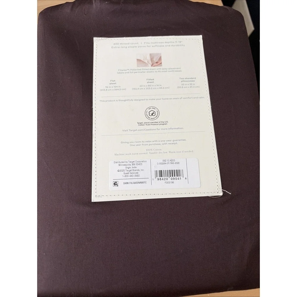CASALUNA Queen 600 Thread Count Sateen Sheet Set - Brown